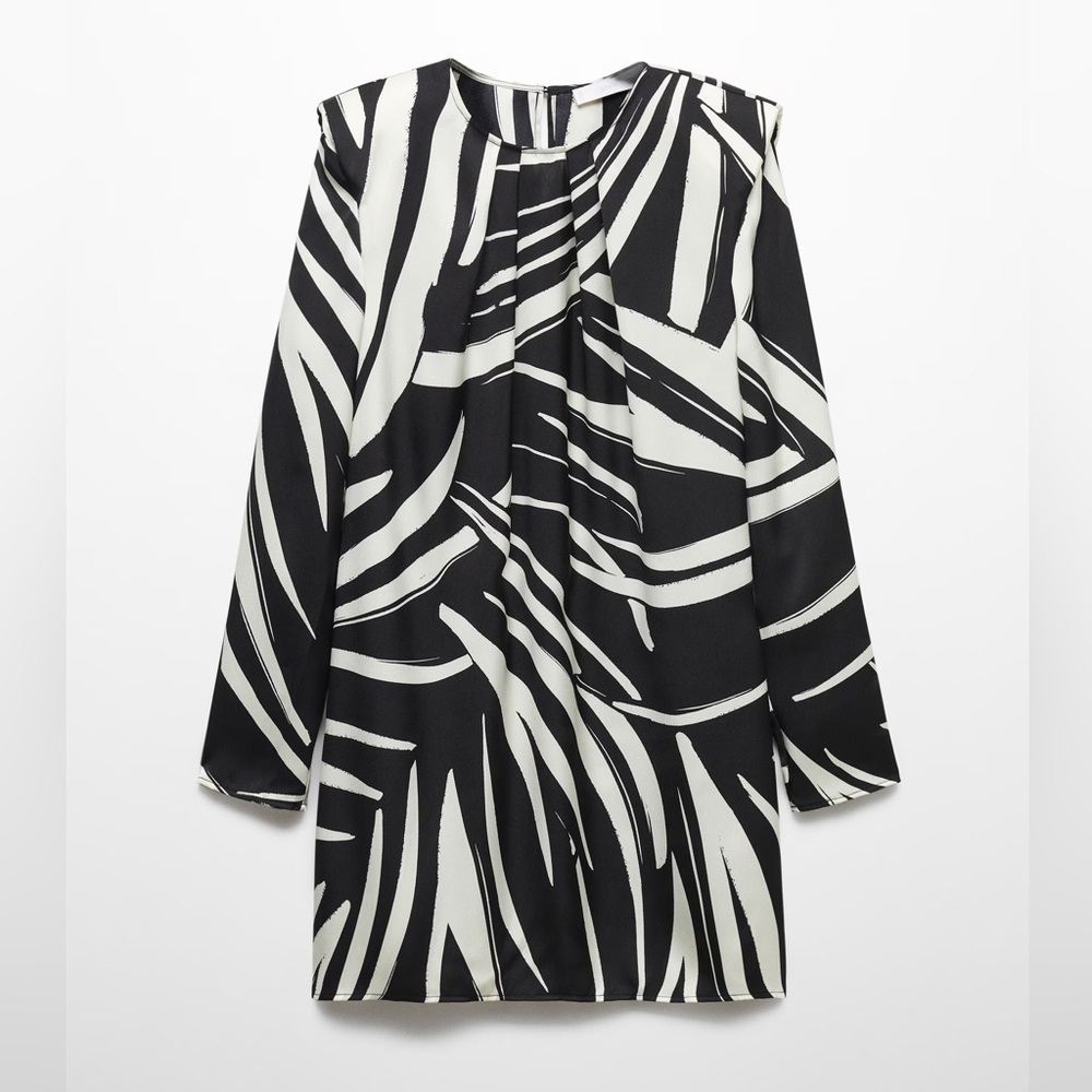 Mango black printed short dress NWT - Picture 2 of 6